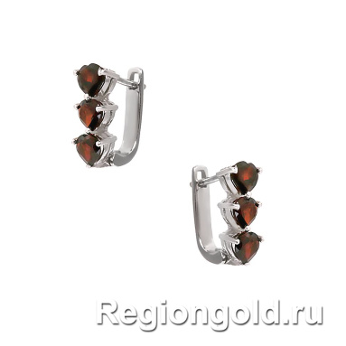 Серьги из серебра с гранатами - Ювелирный магазин Регионголд